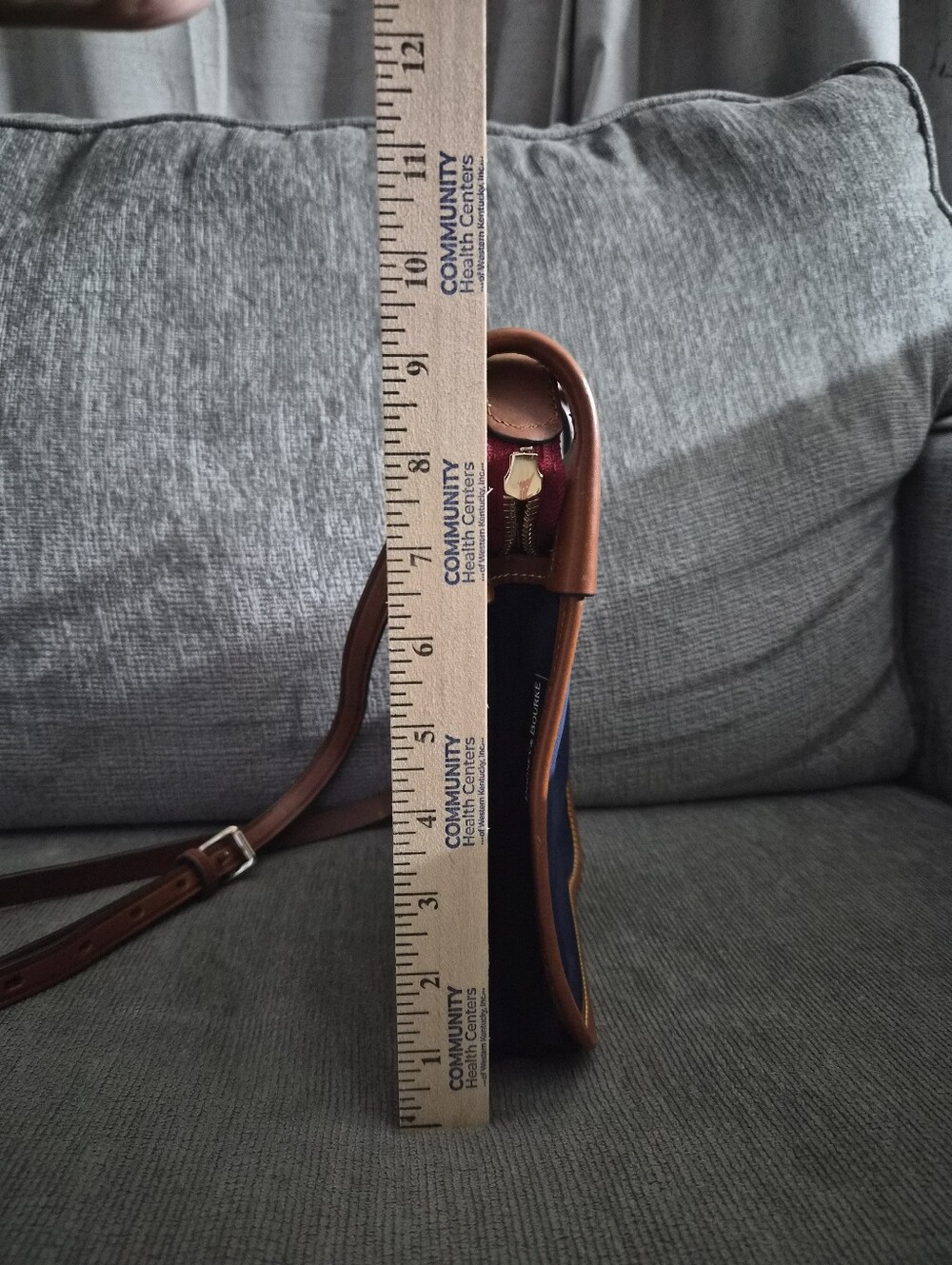 Dooney & Bourke Small Navy and Tan Leather-Trim Messenger Brand New With NO Tag - Picture 4 of 11